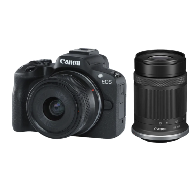 Câmera Digital Canon EOS R50 24.2MP 3.0" Lente RF-S 18-45MM IS STM + Lente RF-S 55-210MM IS STM