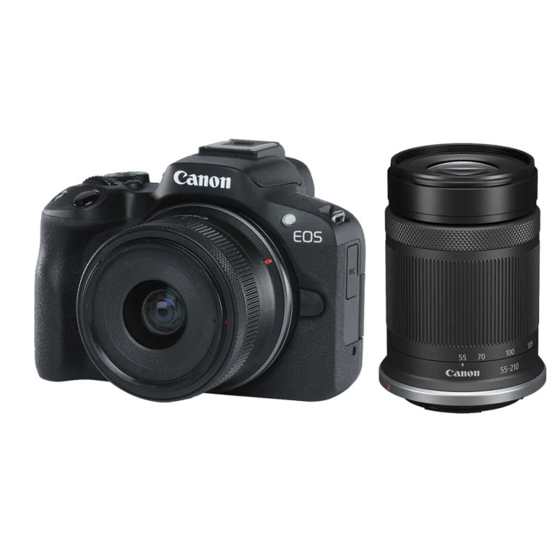 Câmera Digital Canon EOS R50 24.2MP 3.0" Lente RF-S 18-45MM IS STM + Lente RF-S 55-210MM IS STM